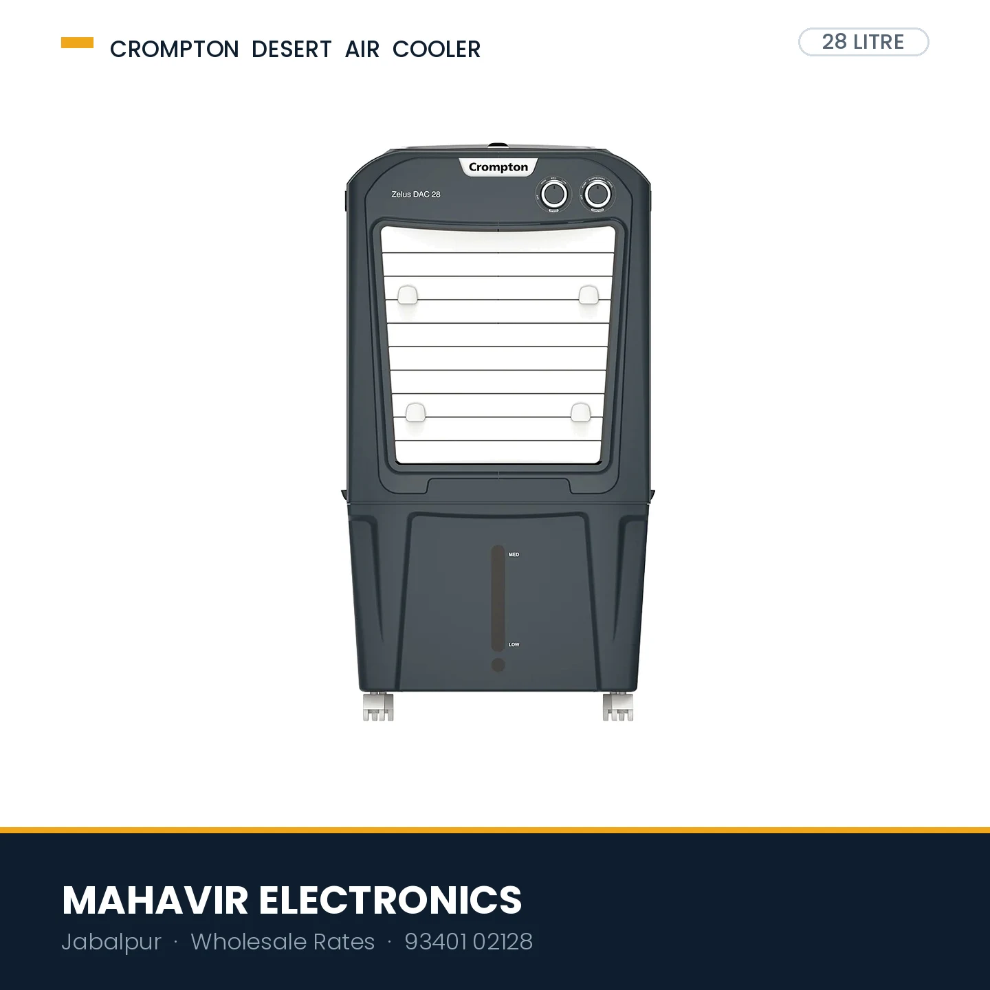 Crompton Zelus DAC 28 Litre Desert Air Cooler with Ball Bearing Motor